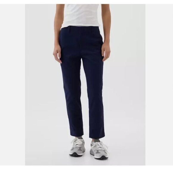 GAP Mid Rise Downtown Khakis Navy Blue Stretch Twill Minimalist Pants Size 12 - Picture 2 of 6